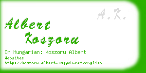 albert koszoru business card